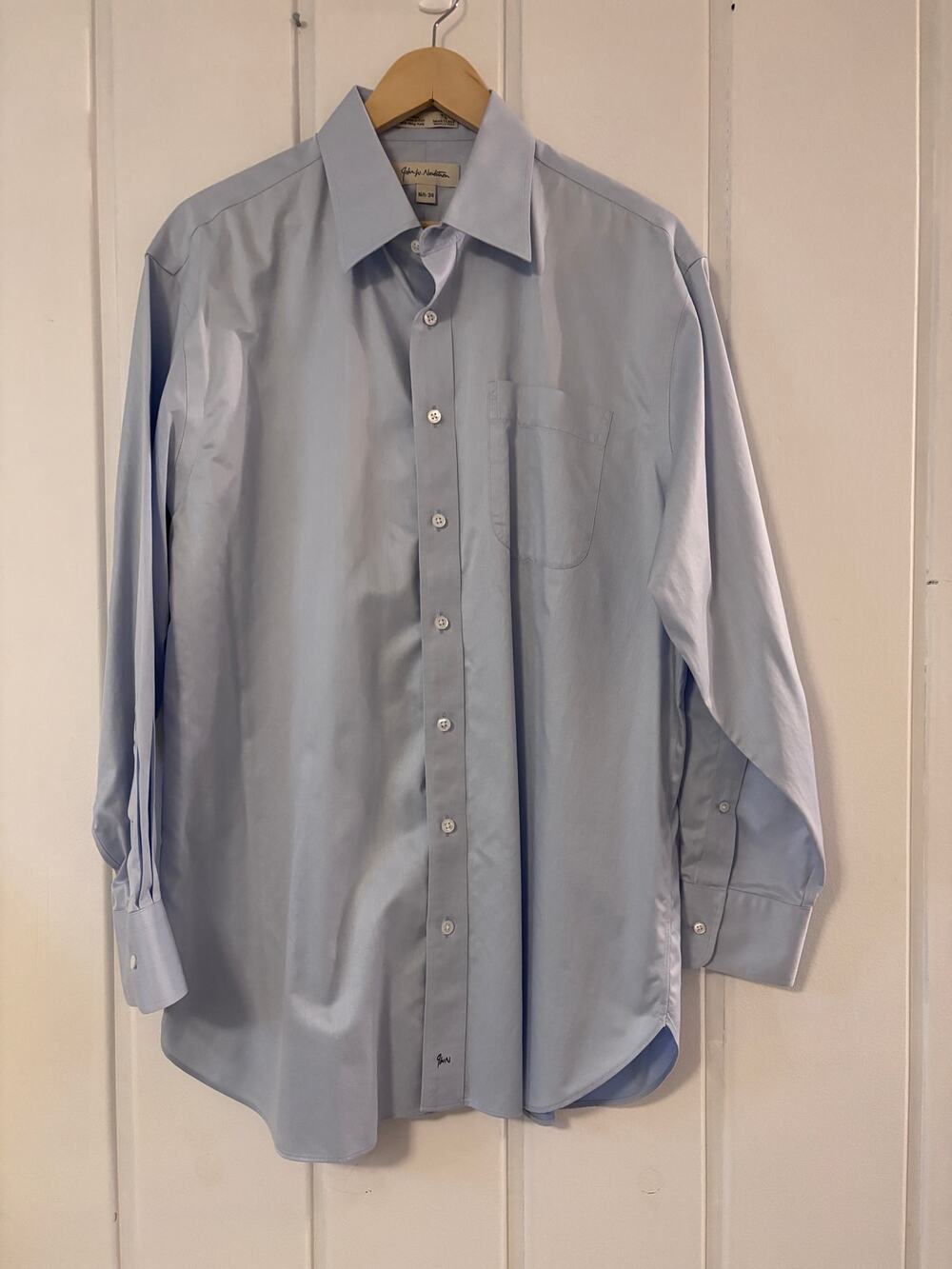 Nordstrom Men’s Dress Shirt 16.5 34 Light Blue 100% Cotton Button Front